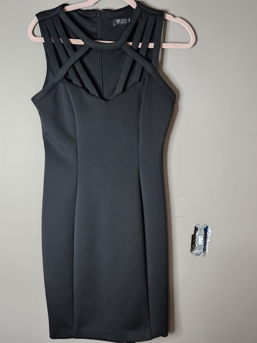 Guess by Marciano Black Strappy Sheath Dress Size 10 Ptp 17" Length 36"